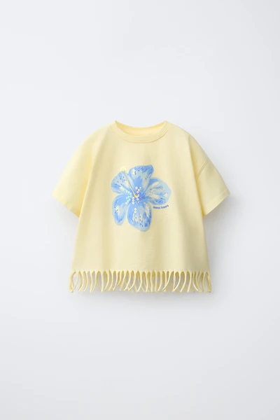 FRINGE FLOWER SEQUIN T-SHIRT