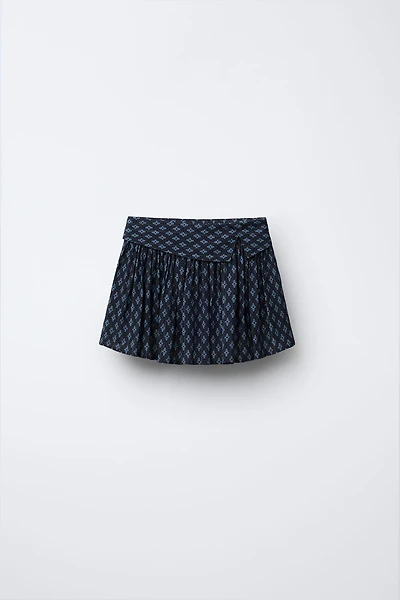SHINY FLORAL PRINT SKORT
