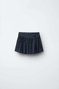 SHINY FLORAL PRINT SKORT