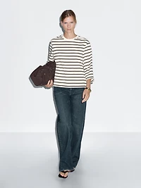 Striped T-shirt with elbow-length sleeves