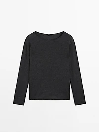 Wool blend boat neck sweater