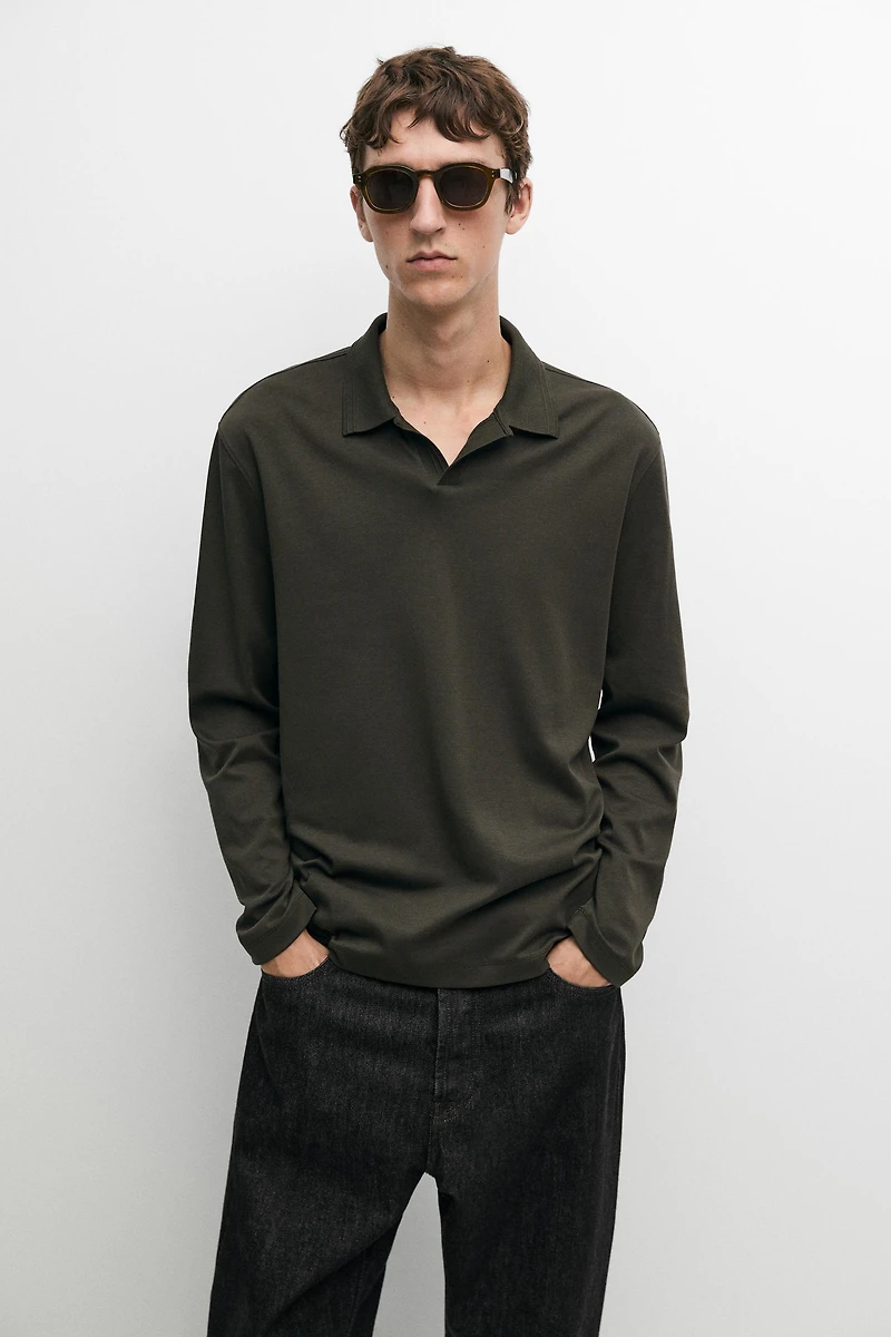 100% cotton long sleeve polo shirt