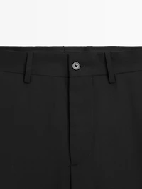 Wide-leg cool wool suit trousers