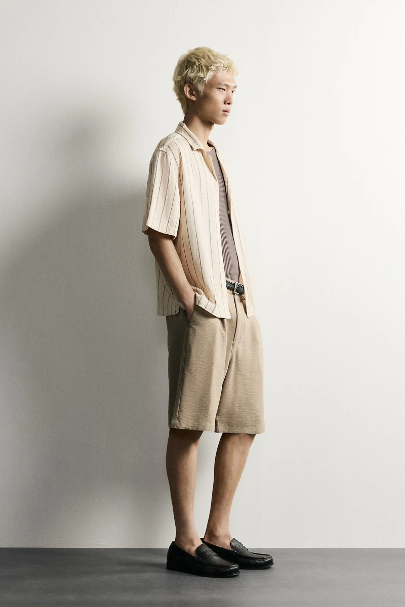 RELAXED FIT EMBROIDERED STRIPE SHIRT