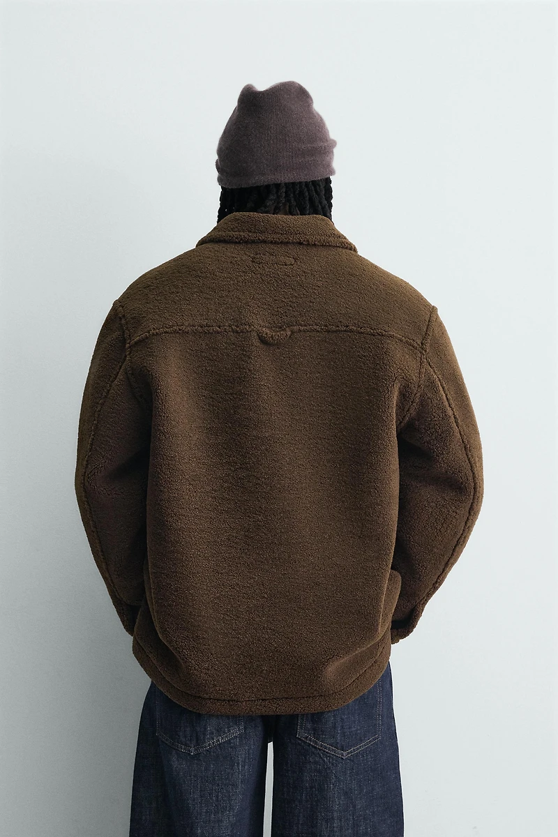 FAUX SHEARLING OVERSHIRT WITH POCKETS