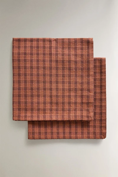 PACK OF CHECK NAPKINS WITH TOPSTITCHING (PACK 2)