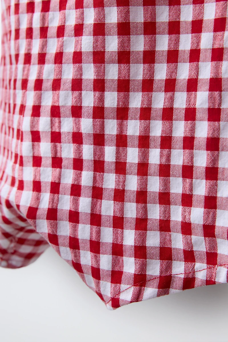 GINGHAM CHECK OVERALL SHORTS
