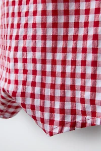 GINGHAM CHECK OVERALL SHORTS