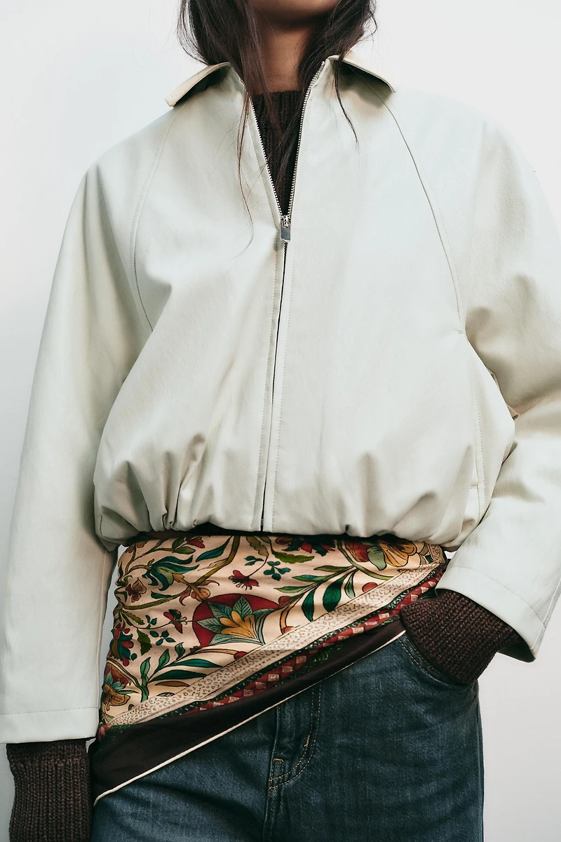 FAUX LEATHER BOMBER JACKET