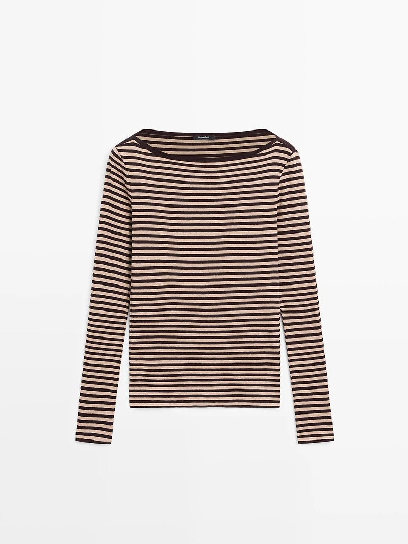 Striped long sleeve cotton T-shirt