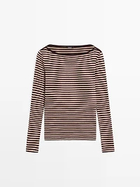 Striped long sleeve cotton T-shirt