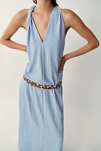 TWISTED SHOULDER LONG DRESS