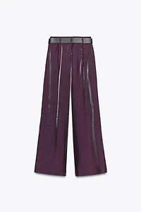 PANTALON LARGE SATINÉ CEINTURE