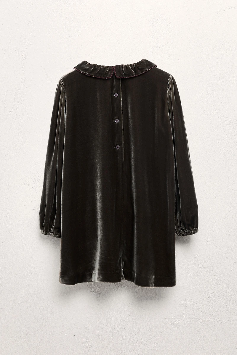 6-10 ANS/ ROBE EN VELOURS AVEC SOIE LIMITED EDITION