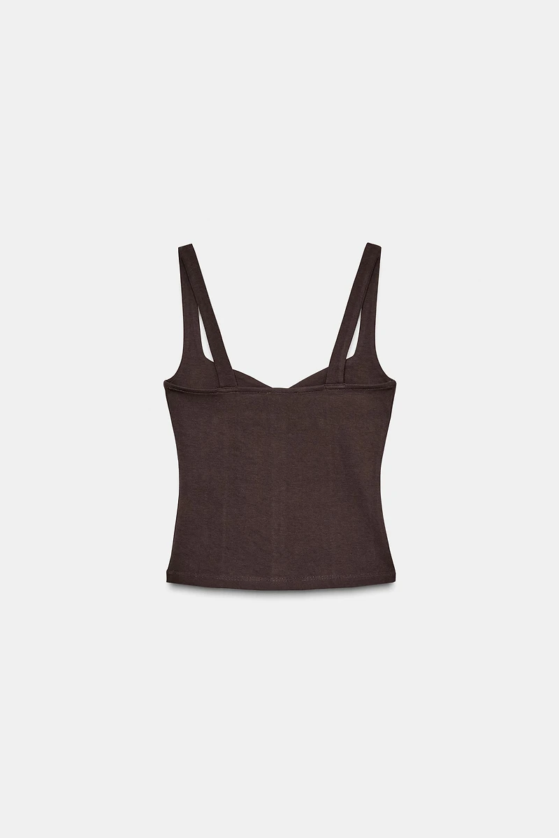 SWEETHEART NECKLINE BUTTON TOP