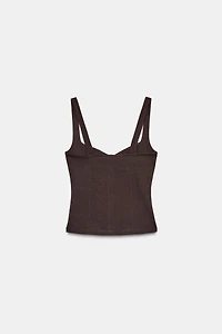 SWEETHEART NECKLINE BUTTON TOP