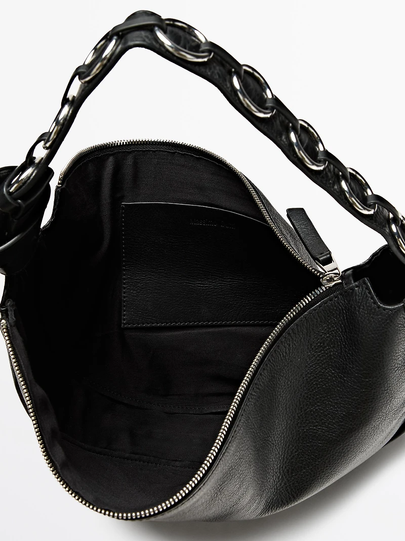Nappa leather bag with eyelets
