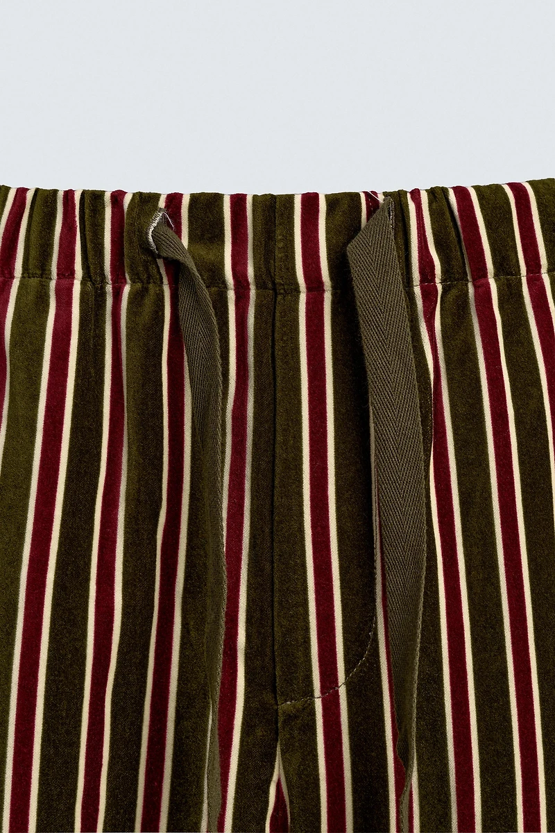PANTALON À RAYURES CONTRASTÉES EN VELOURS ÉDITION LIMITÉE