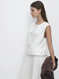 Robe longue combinée détail plissé
