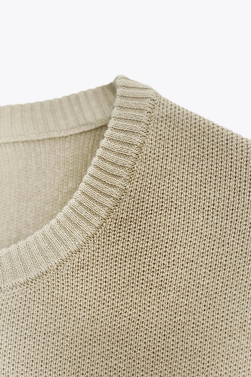 SHORT SLEEVE BASIC KNIT TOP