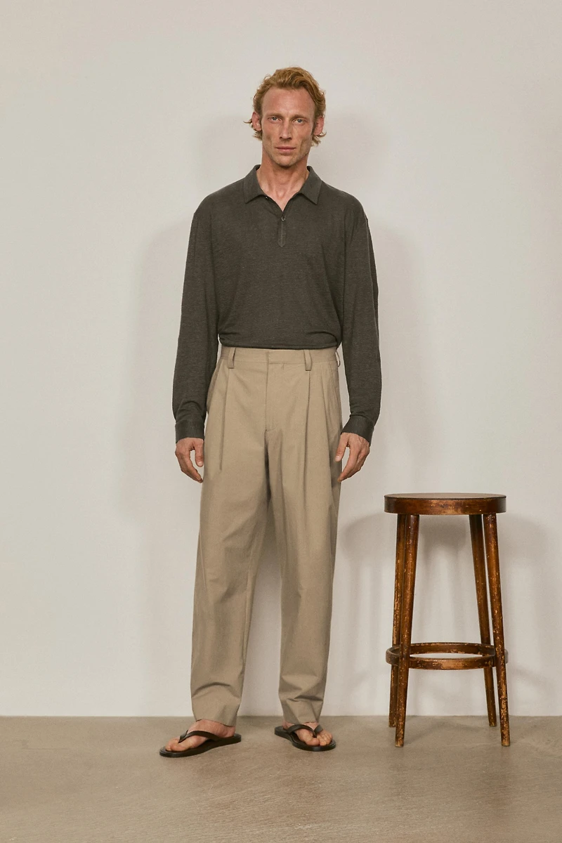 Cotton poplin trousers with darts - LIMITED EDITION