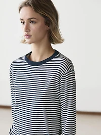 Striped cotton and silk knit sweater