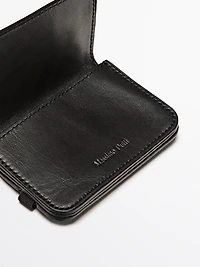 Nappa leather card holder with flap