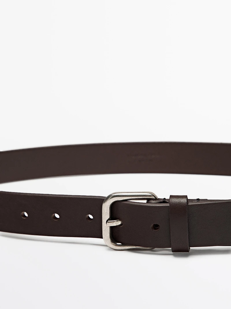 Ceinture boucle carrée en cuir nappa