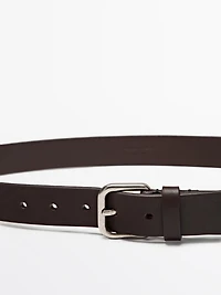 Ceinture boucle carrée en cuir nappa