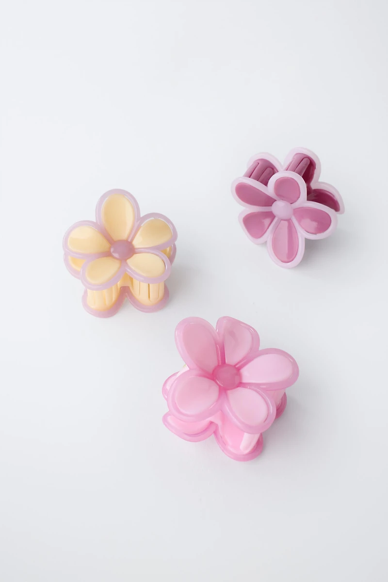PACK OF THREE FLOWER HAIR CLIPS