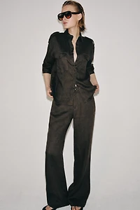 ZW COLLECTION 100% LINEN FLARE PANTS