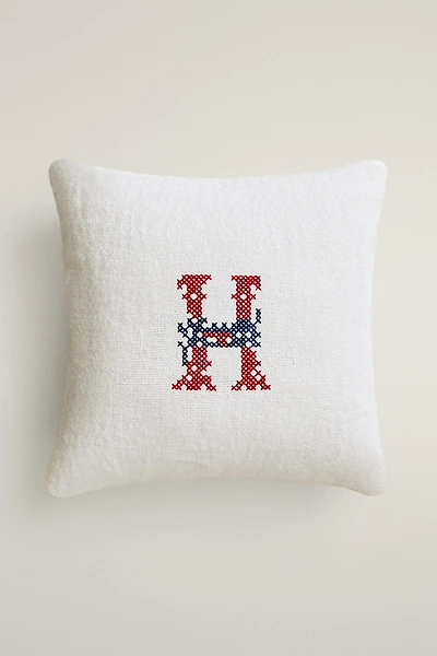 COUSSIN LIN BRODÉ LETTRE H