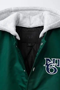 BOMBER JACKET WITH REMOVABLE TEXT HOODIE