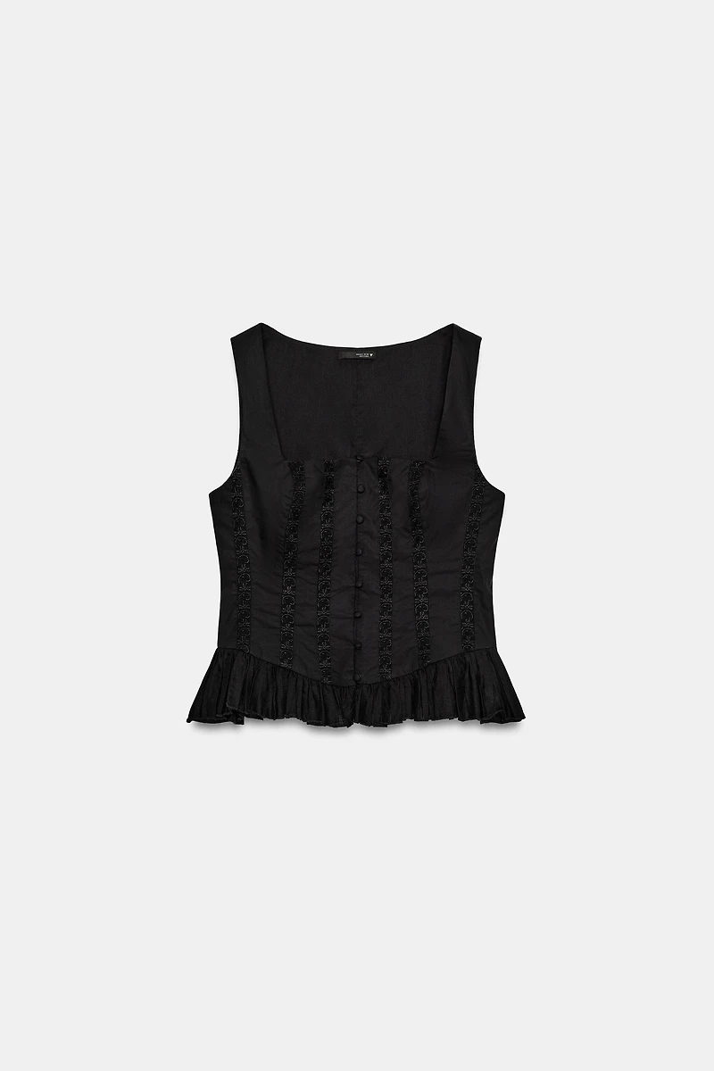 RUFFLED LACE TOP