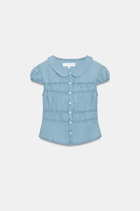 PETER PAN COLLAR RUCHED SHIRT