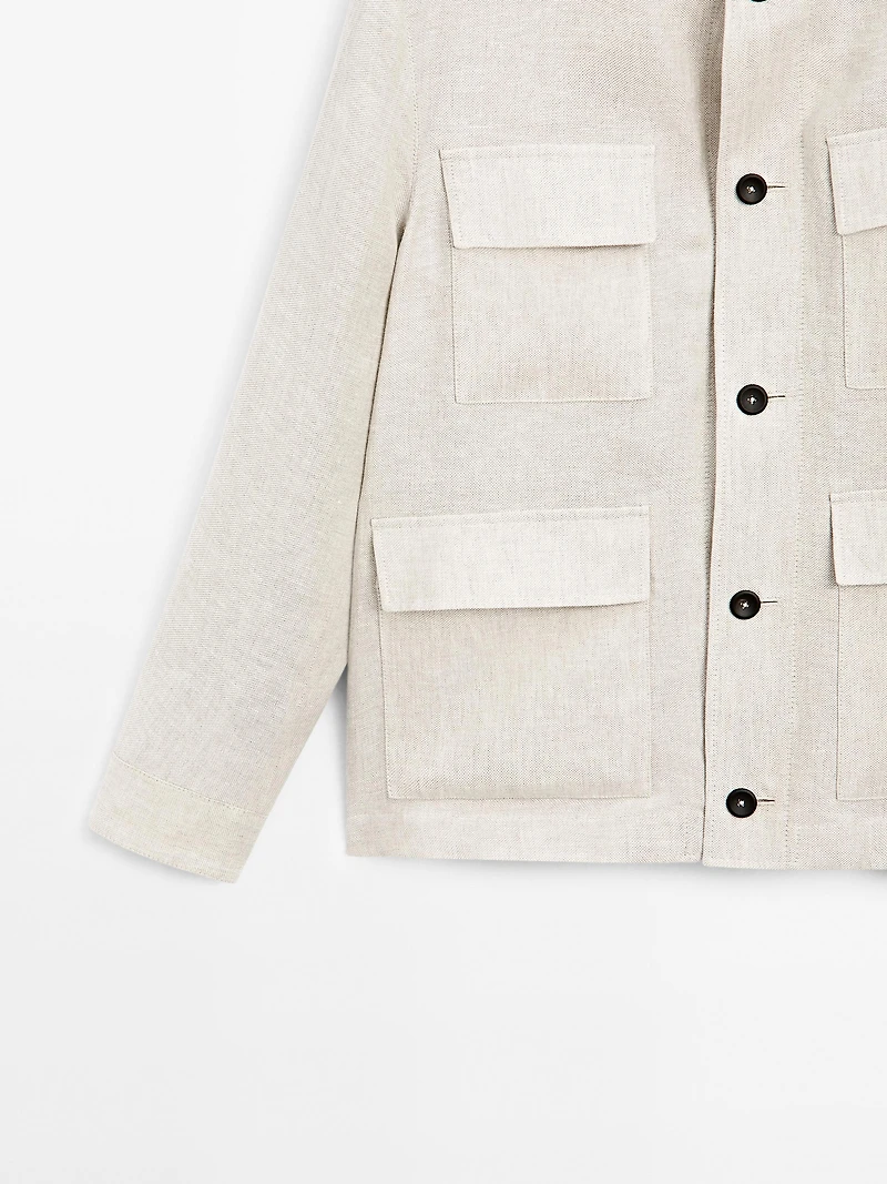 Total look linen overshirt