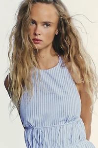 STRIPED POPLIN HALTER TOP