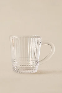 GLASS MUG WITH A RAISED GEOMETRIC DESIGN