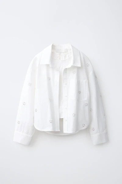 STRIPED SHIRT AND GATHERED TOP SET WITH BEAD APPLIQUÉ