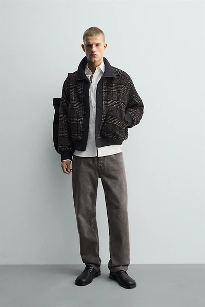 CONTRASTING RIB COLLAR JACKET