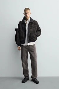 CONTRASTING RIB COLLAR JACKET