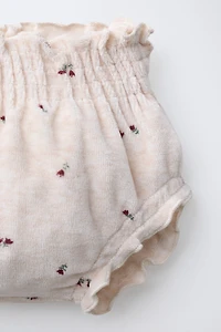 CULOTTE EN VELOURS À FLEURS