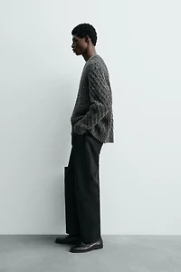 100% WOOL CABLE-KNIT JUMPER WITH SPECKLES