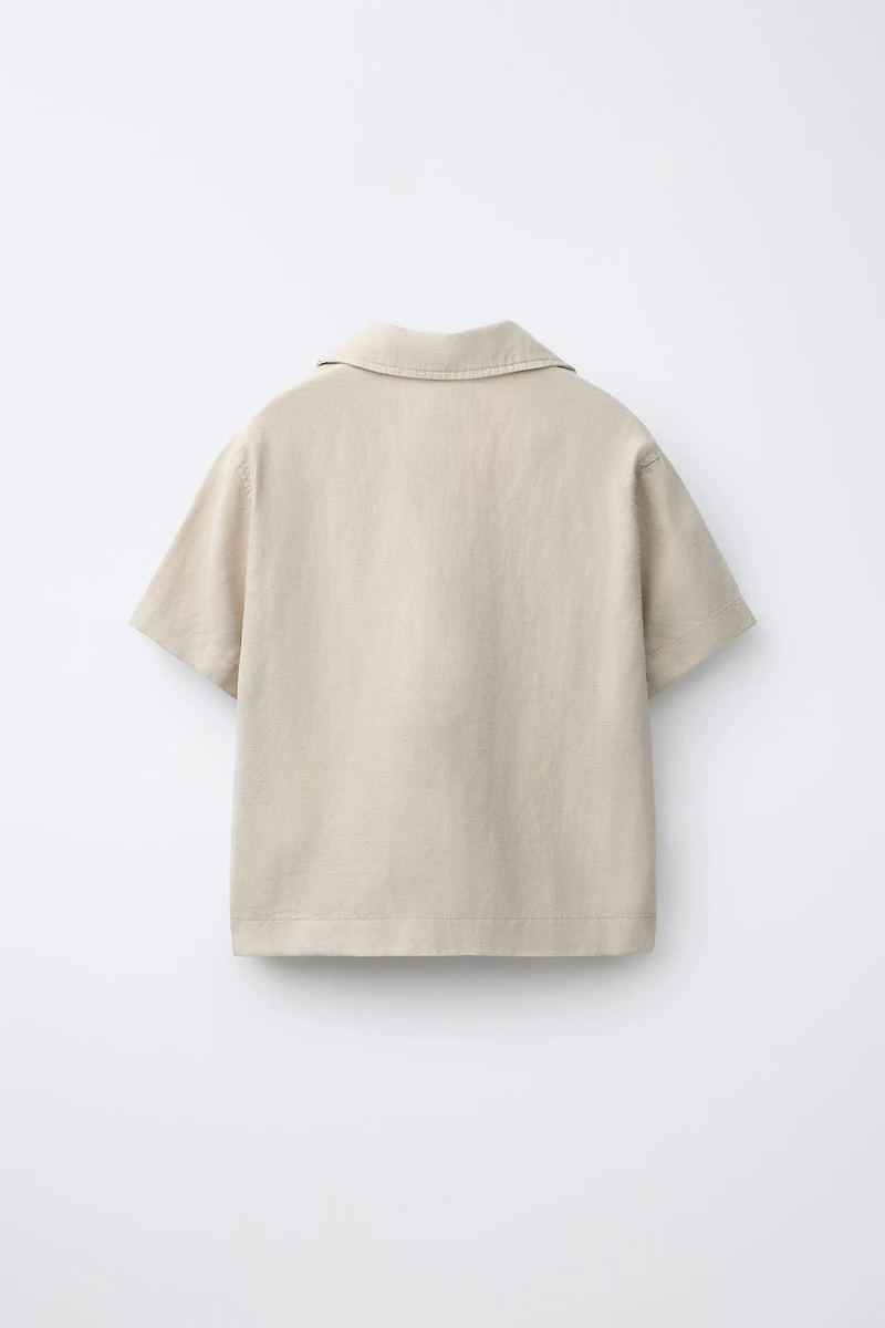 LINEN BLEND POCKET SHIRT