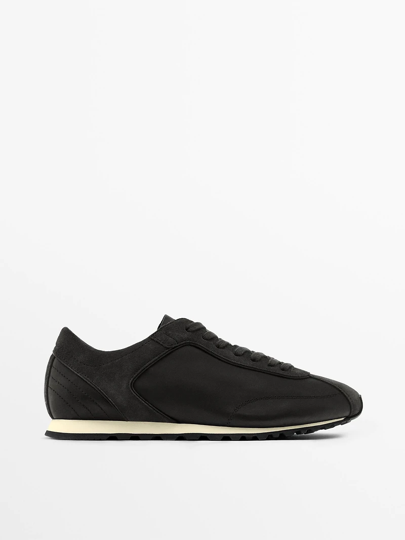 Leather trainers with thin sole