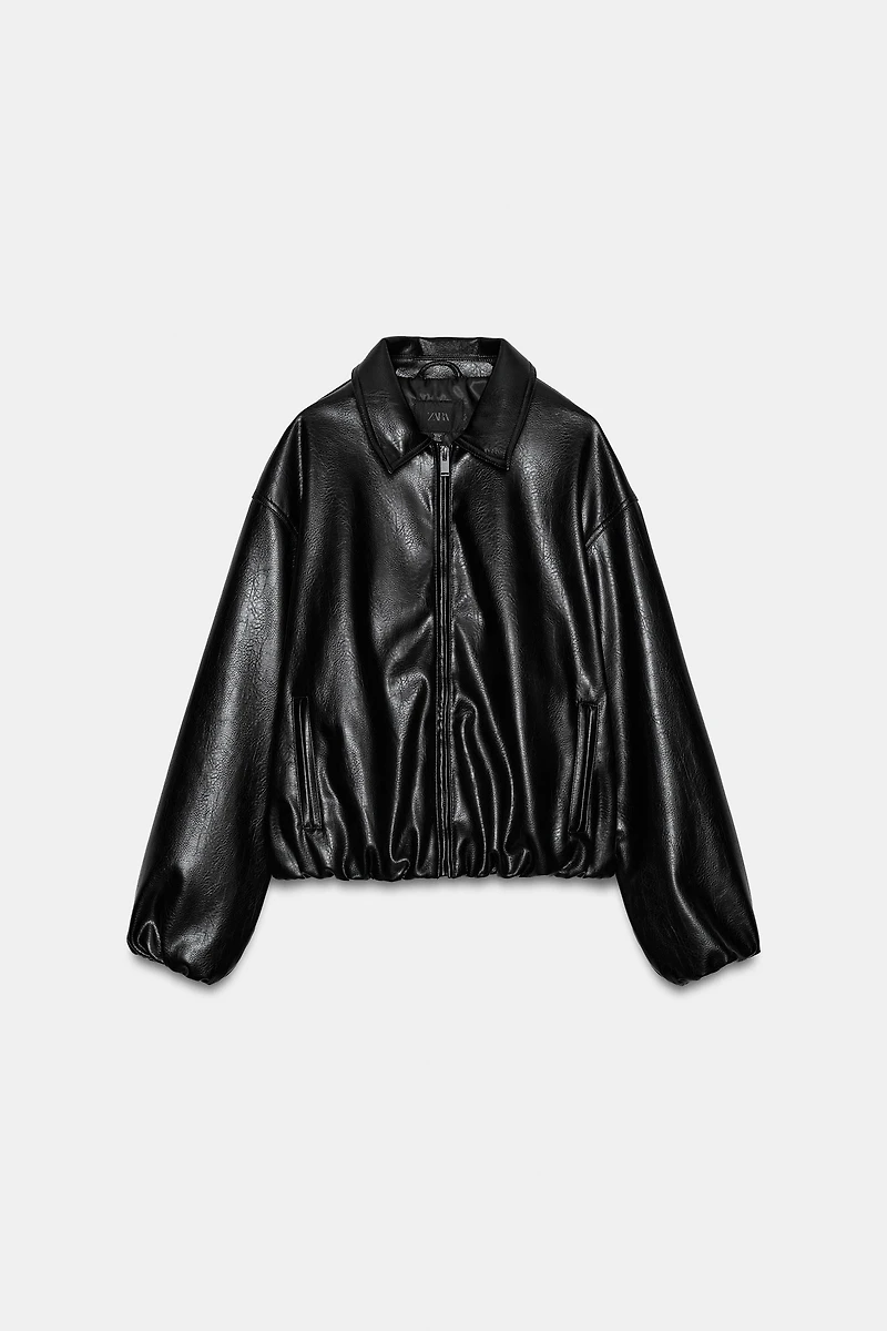 FAUX LEATHER BOMBER JACKET