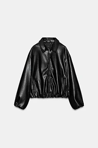 FAUX LEATHER BOMBER JACKET