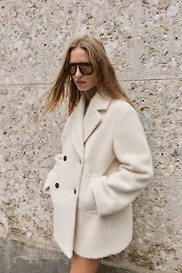 BOUCLÉ DOUBLE-BREASTED MID-LENGTH COAT