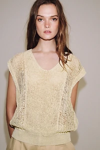 TOP GILET EN MAILLE COL V
