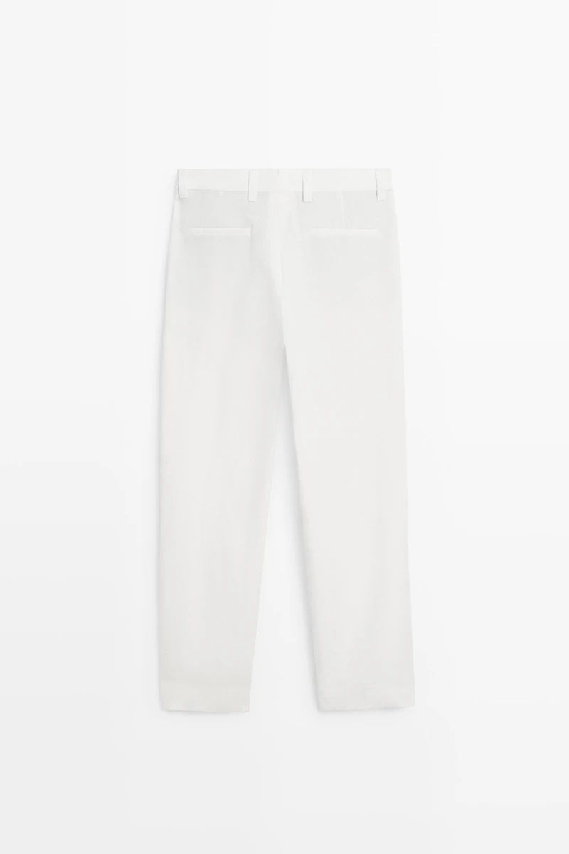 Pantalon détaillé à pinces 100 % lin
